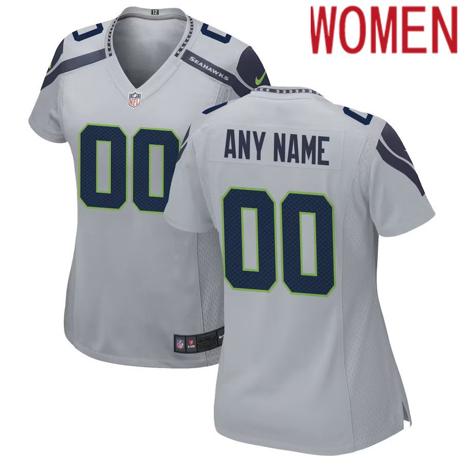 Cheap Women Seattle Seahawks Nike Gray Alternate Custom Game NFL Jersey